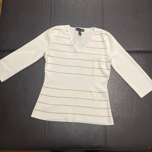 Woman’s cream w/brown 3D pin stripes